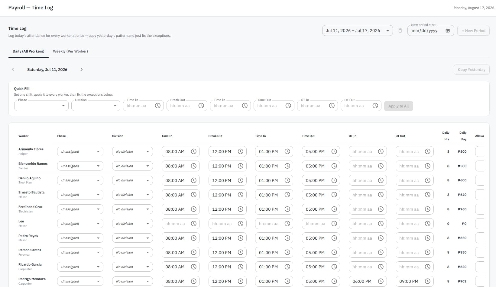 Payroll Summary screenshot